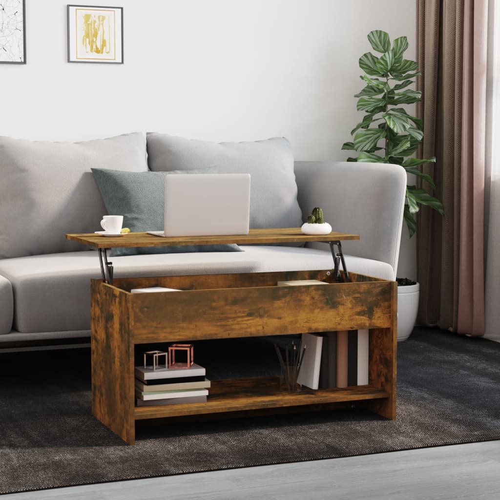 vidaXL Măsuță de cafea, stejar fumuriu, 102x50x52,5 cm, lemn prelucrat vidaXL Măsuță de cafea, stejar fumuriu, 102x50x52,5 cm, lemn prelucrat