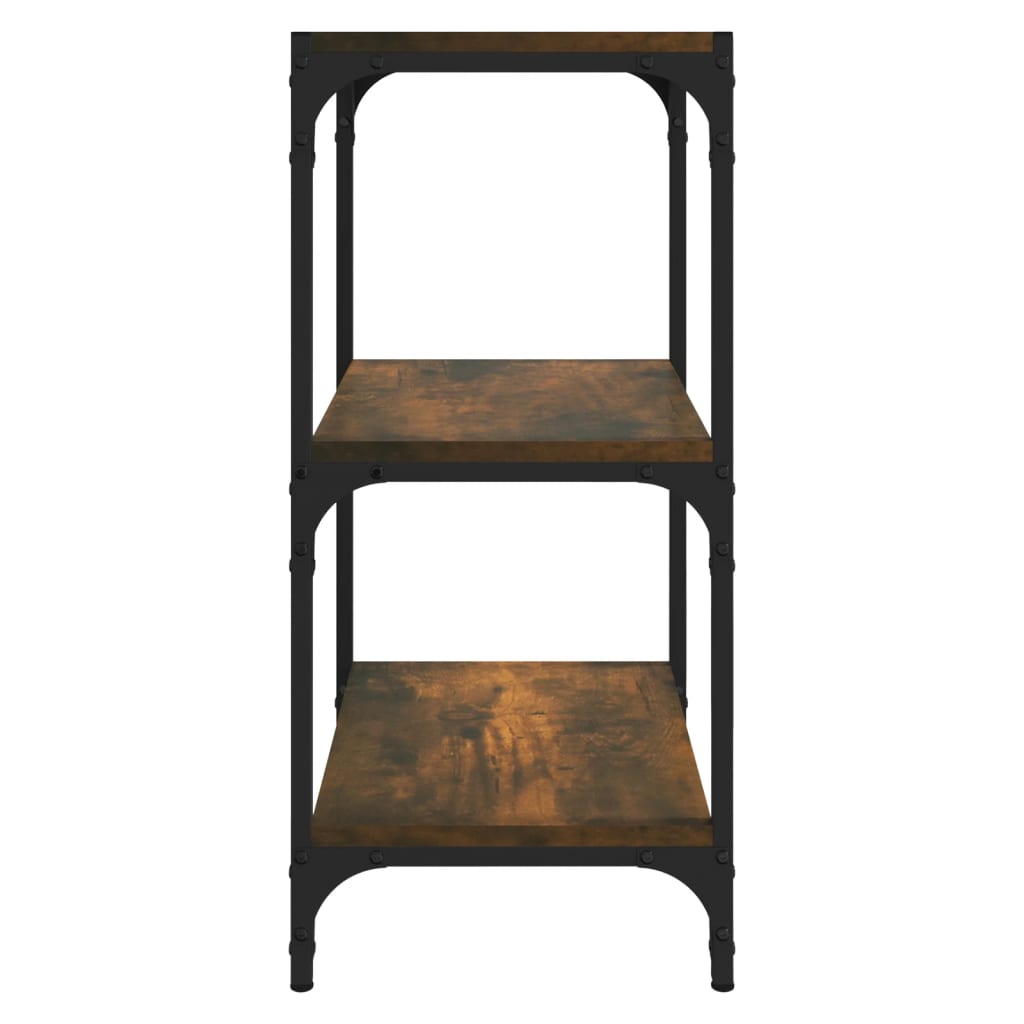 vidaXL Raft cărți stejar fumuriu 40x33x70,5 cm, lemn prelucrat și oțel