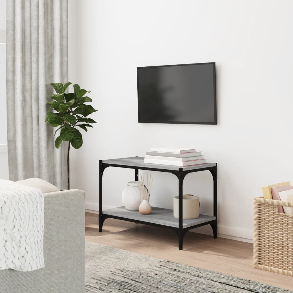 vidaXL Comodă TV, gri sonoma, 60x33x41 cm, lemn prelucrat și oțel vidaXL Comodă TV, gri sonoma, 60x33x41 cm, lemn prelucrat și oțel