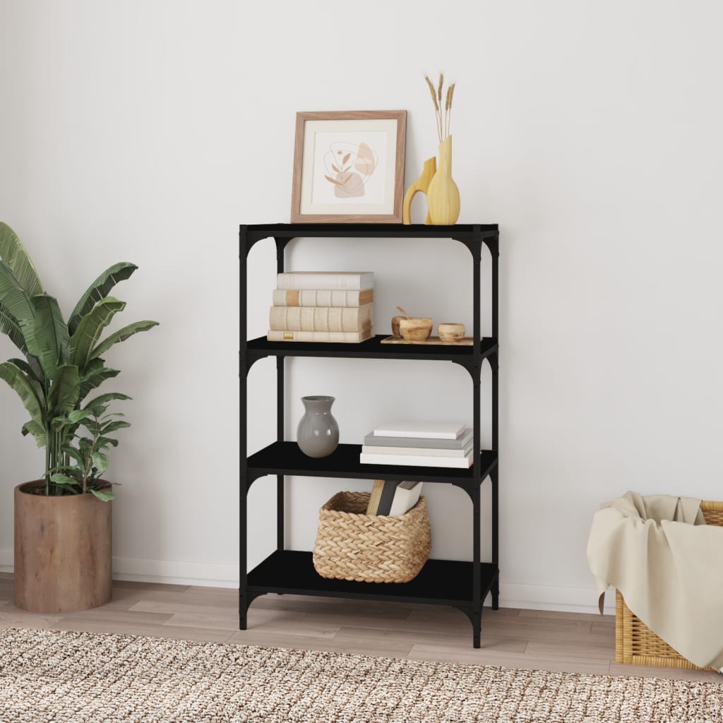 vidaXL Bibliotecă, negru, 60x33x100 cm, lemn prelucrat și oțel vidaXL Bibliotecă, negru, 60x33x100 cm, lemn prelucrat și oțel