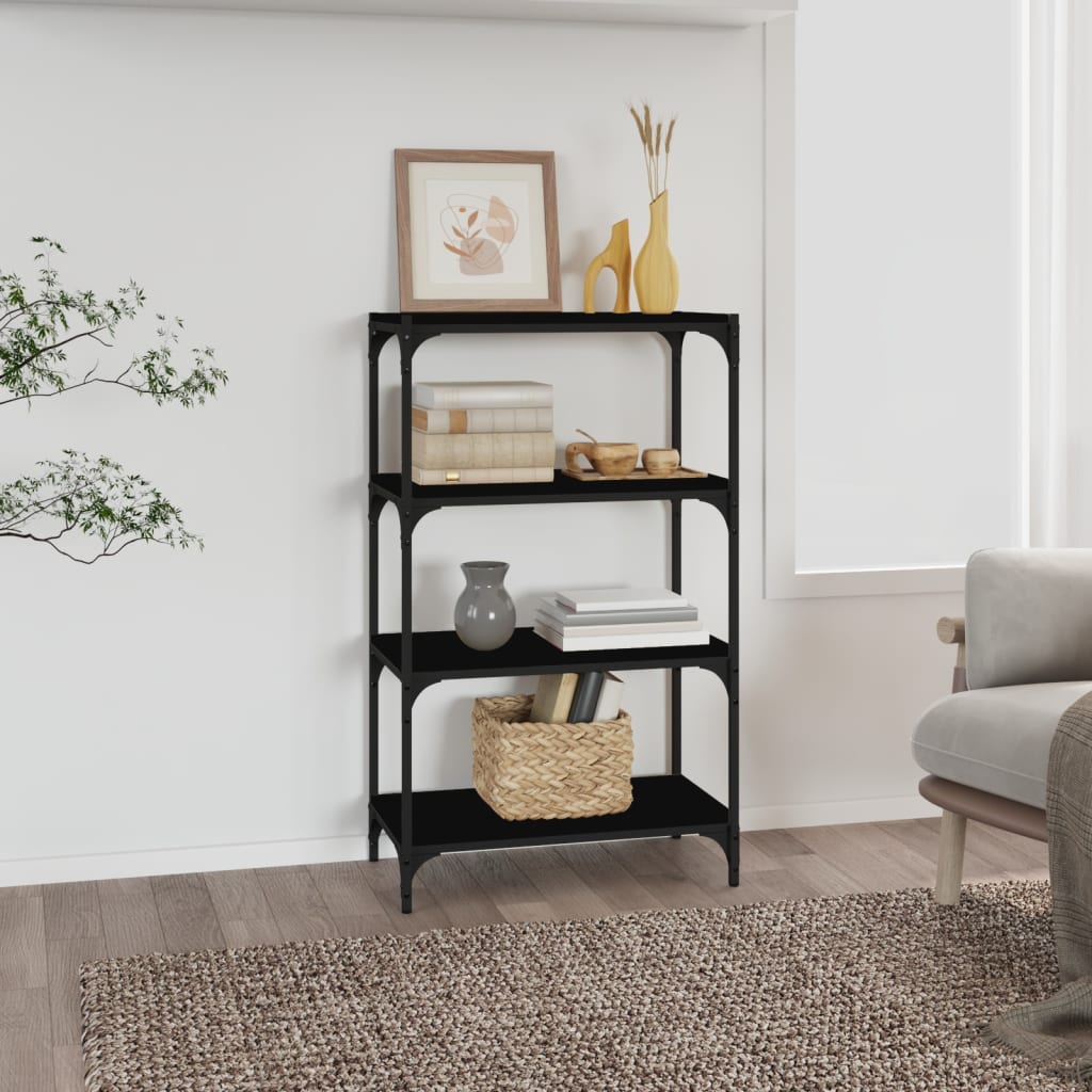 vidaXL Bibliotecă, negru, 60x33x100 cm, lemn prelucrat și oțel vidaXL Bibliotecă, negru, 60x33x100 cm, lemn prelucrat și oțel