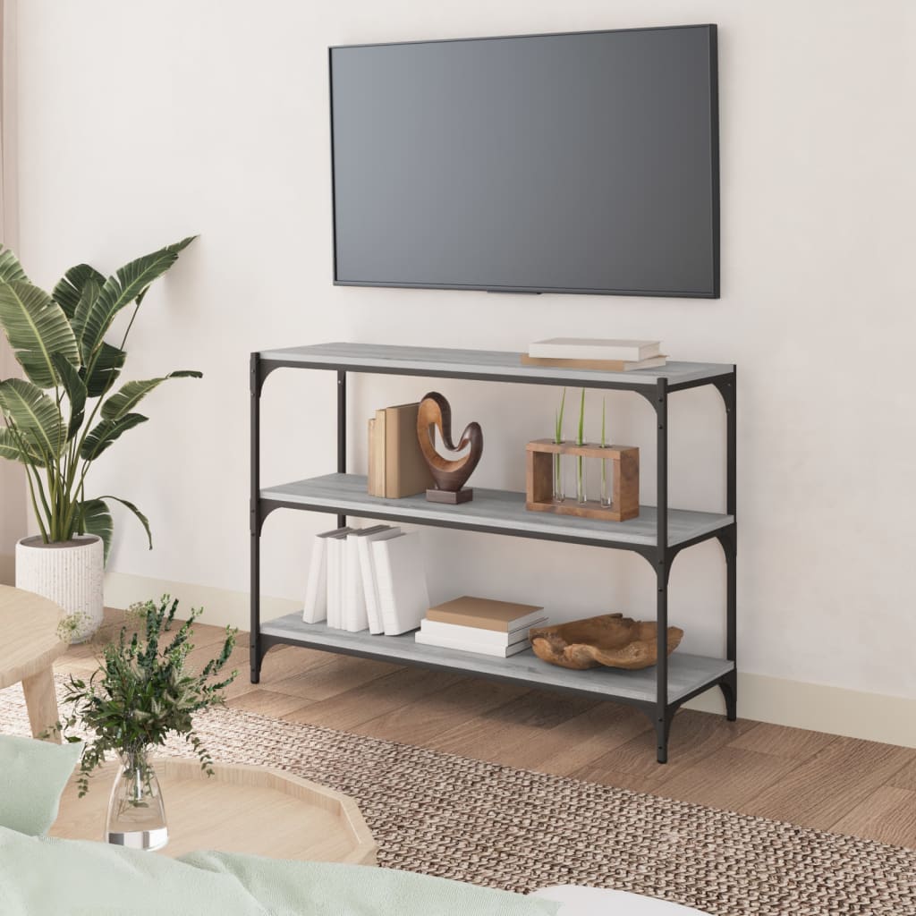 vidaXL Raft de cărți gri sonoma 100x33x70,5 cm, lemn prelucrat și oțel
