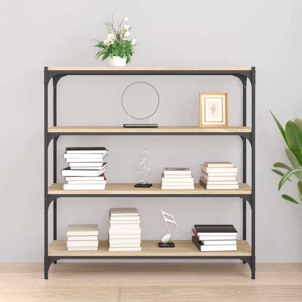 vidaXL Comodă cărți stejar sonoma 100x33x100cm, lemn prelucrat și oțel vidaXL Comodă cărți stejar sonoma 100x33x100cm, lemn prelucrat și oțel