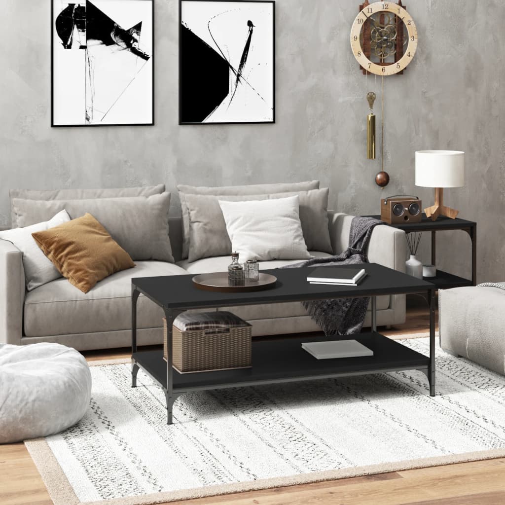vidaXL Măsuță de cafea, negru, 100x50x40 cm, lemn prelucrat vidaXL Măsuță de cafea, negru, 100x50x40 cm, lemn prelucrat