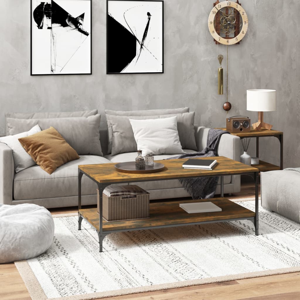 vidaXL Măsuță de cafea, stejar fumuriu, 100x50x40 cm, lemn prelucrat vidaXL Măsuță de cafea, stejar fumuriu, 100x50x40 cm, lemn prelucrat