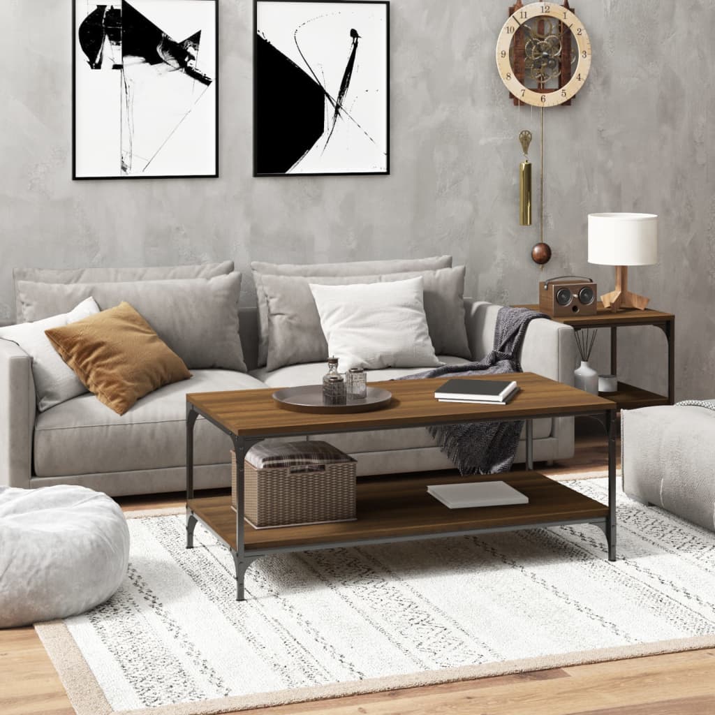 vidaXL Măsuță de cafea, stejar maro, 80x50x40 cm, lemn prelucrat vidaXL Măsuță de cafea, stejar maro, 80x50x40 cm, lemn prelucrat
