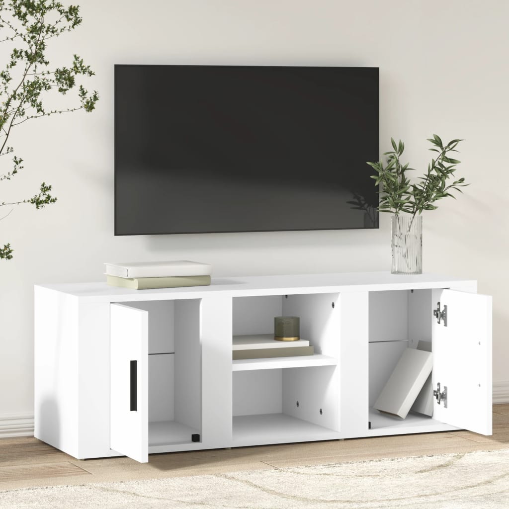 vidaXL Comodă TV, alb, 100x31,5x35 cm, lemn prelucrat vidaXL Comodă TV, alb, 100x31,5x35 cm, lemn prelucrat