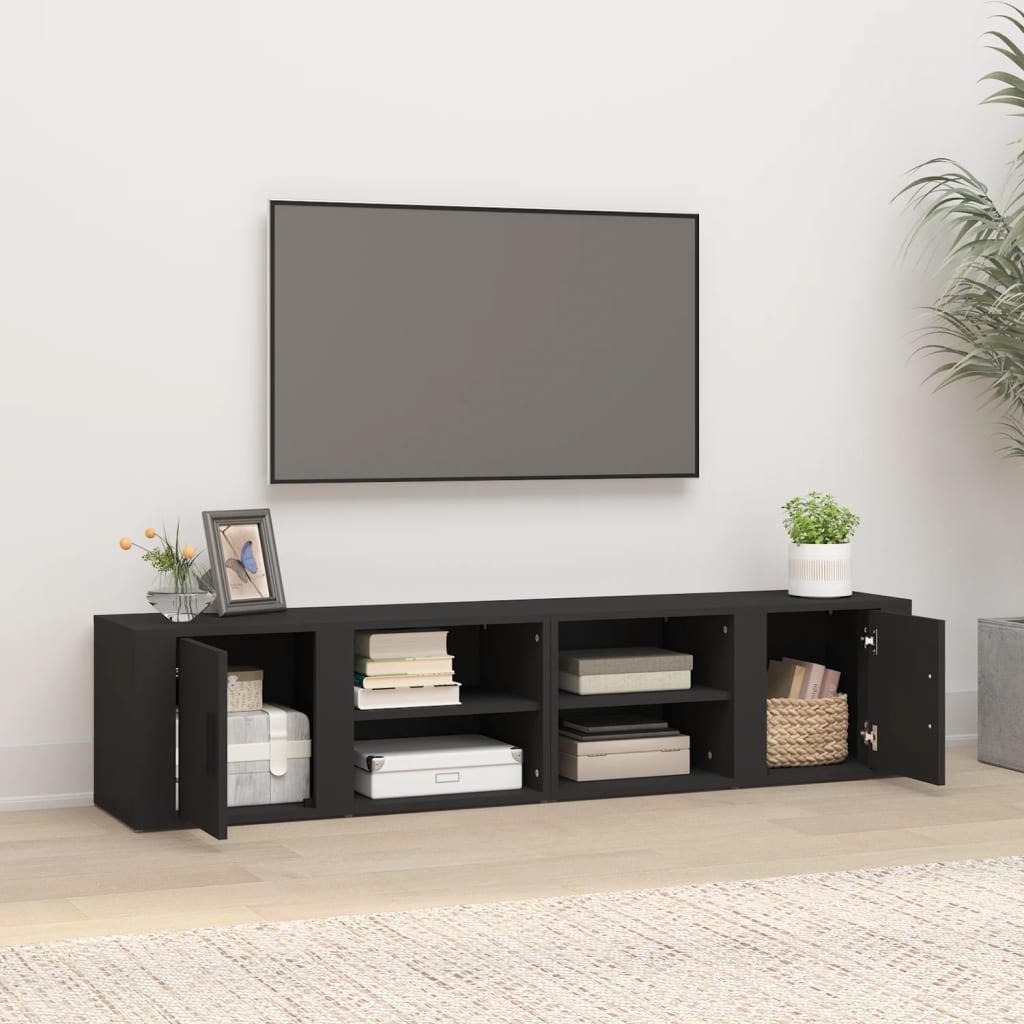 vidaXL Comode TV, 2 buc., negru, 80x31,5x36 cm, lemn prelucrat