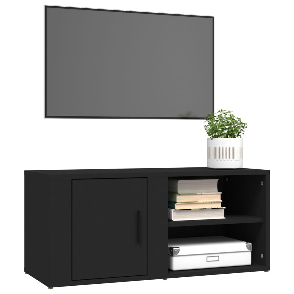 vidaXL Comode TV, 2 buc., negru, 80x31,5x36 cm, lemn prelucrat