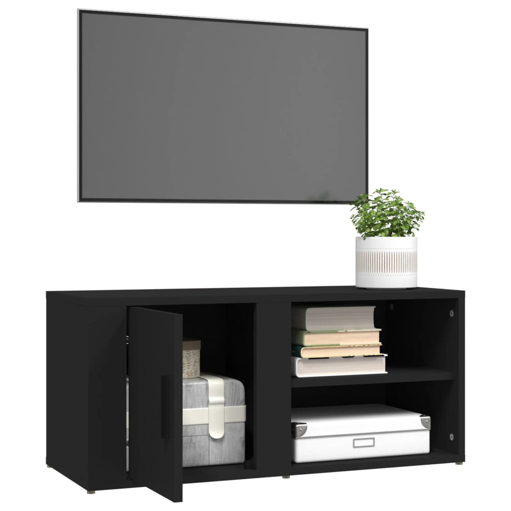 vidaXL Comode TV, 2 buc., negru, 80x31,5x36 cm, lemn prelucrat