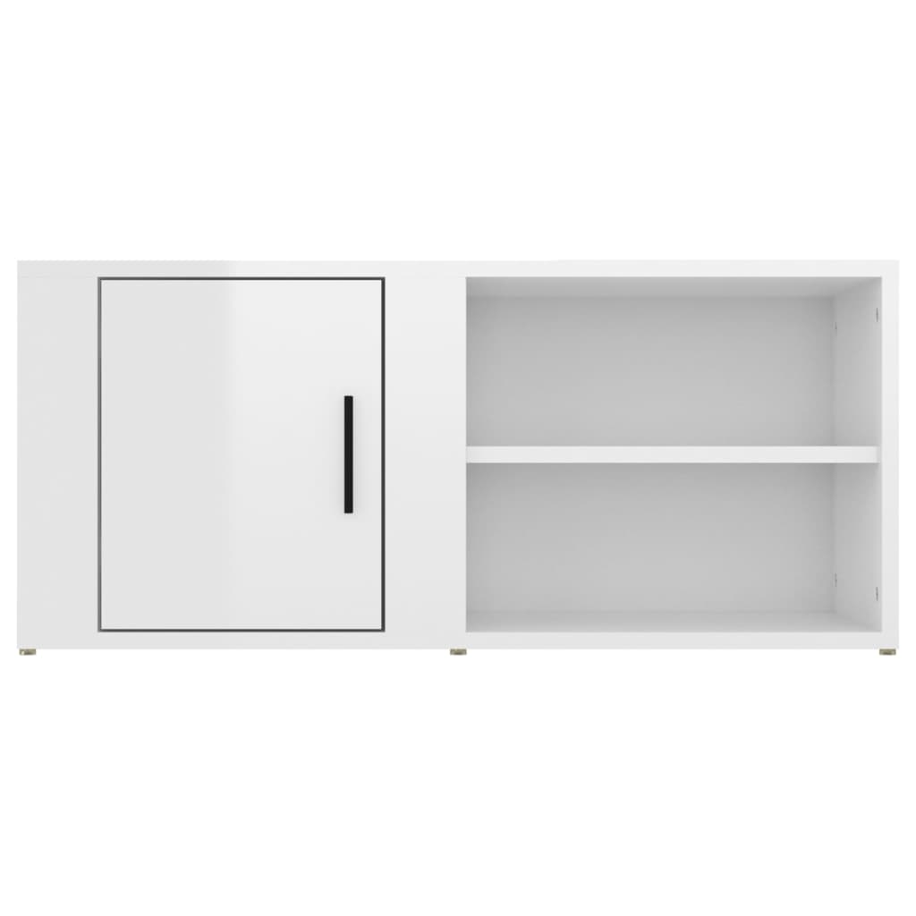 vidaXL Comodă TV, alb extralucios, 80x31,5x36 cm, lemn prelucrat vidaXL Comodă TV, alb extralucios, 80x31,5x36 cm, lemn prelucrat