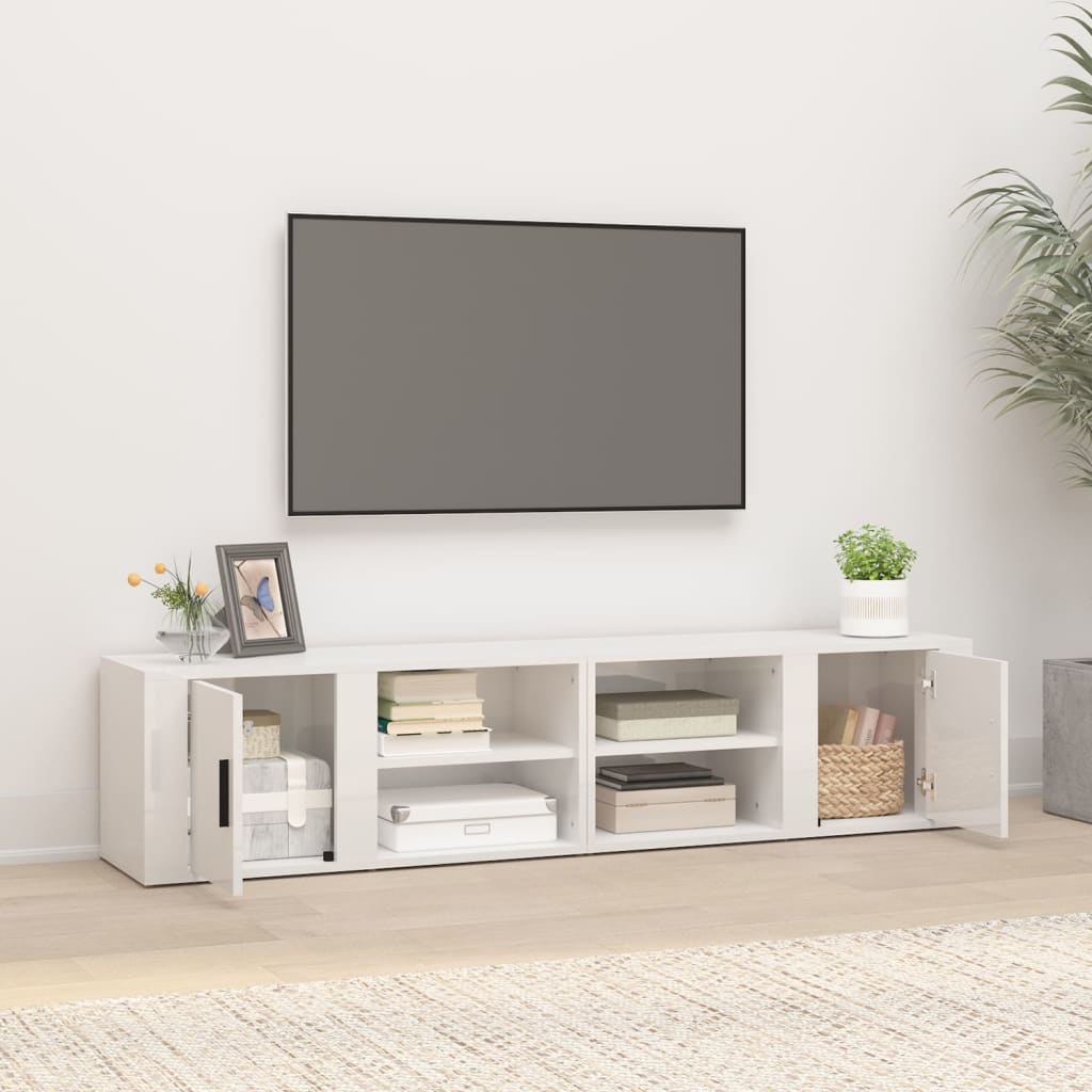 vidaXL Comode TV, 2 buc., alb extralucios 80x31,5x36 cm lemn prelucrat