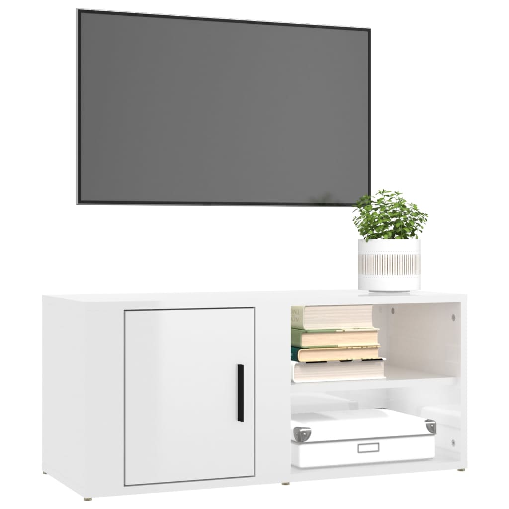 vidaXL Comode TV, 2 buc., alb extralucios 80x31,5x36 cm lemn prelucrat