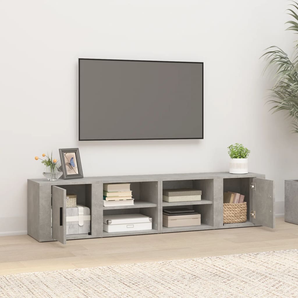 vidaXL Comode TV, 2 buc., gri beton, 80x31,5x36 cm, lemn prelucrat