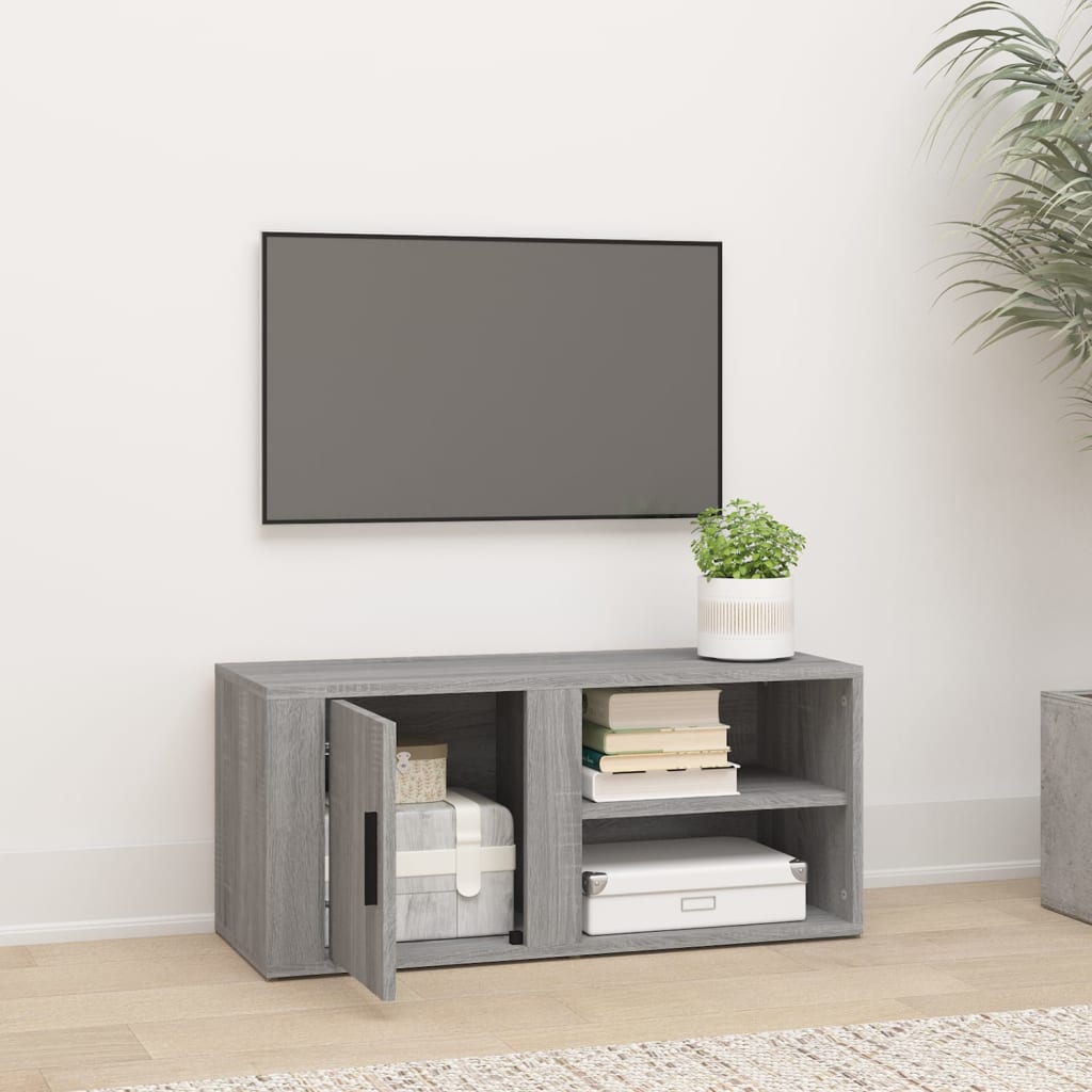 vidaXL Comodă TV, gri sonoma, 80x31,5x36 cm, lemn prelucrat vidaXL Comodă TV, gri sonoma, 80x31,5x36 cm, lemn prelucrat