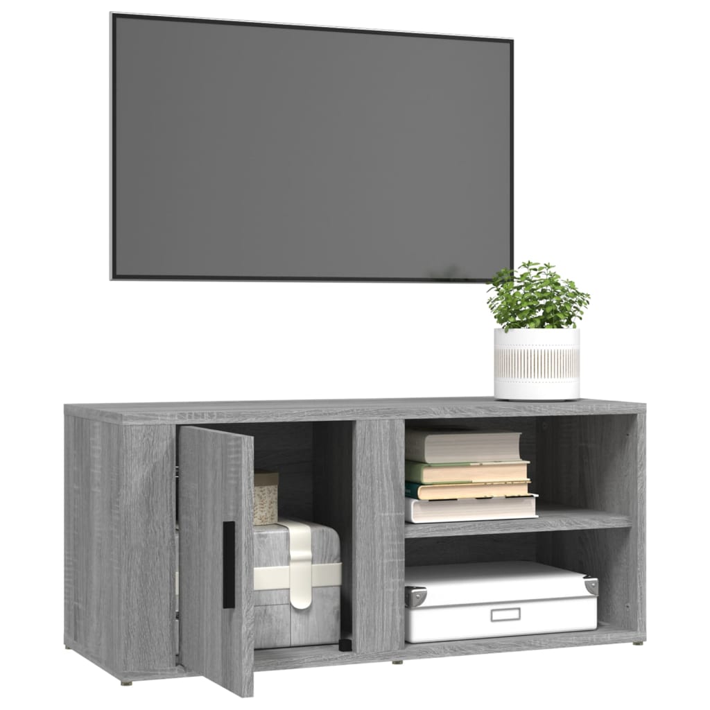 vidaXL Comodă TV, gri sonoma, 80x31,5x36 cm, lemn prelucrat vidaXL Comodă TV, gri sonoma, 80x31,5x36 cm, lemn prelucrat
