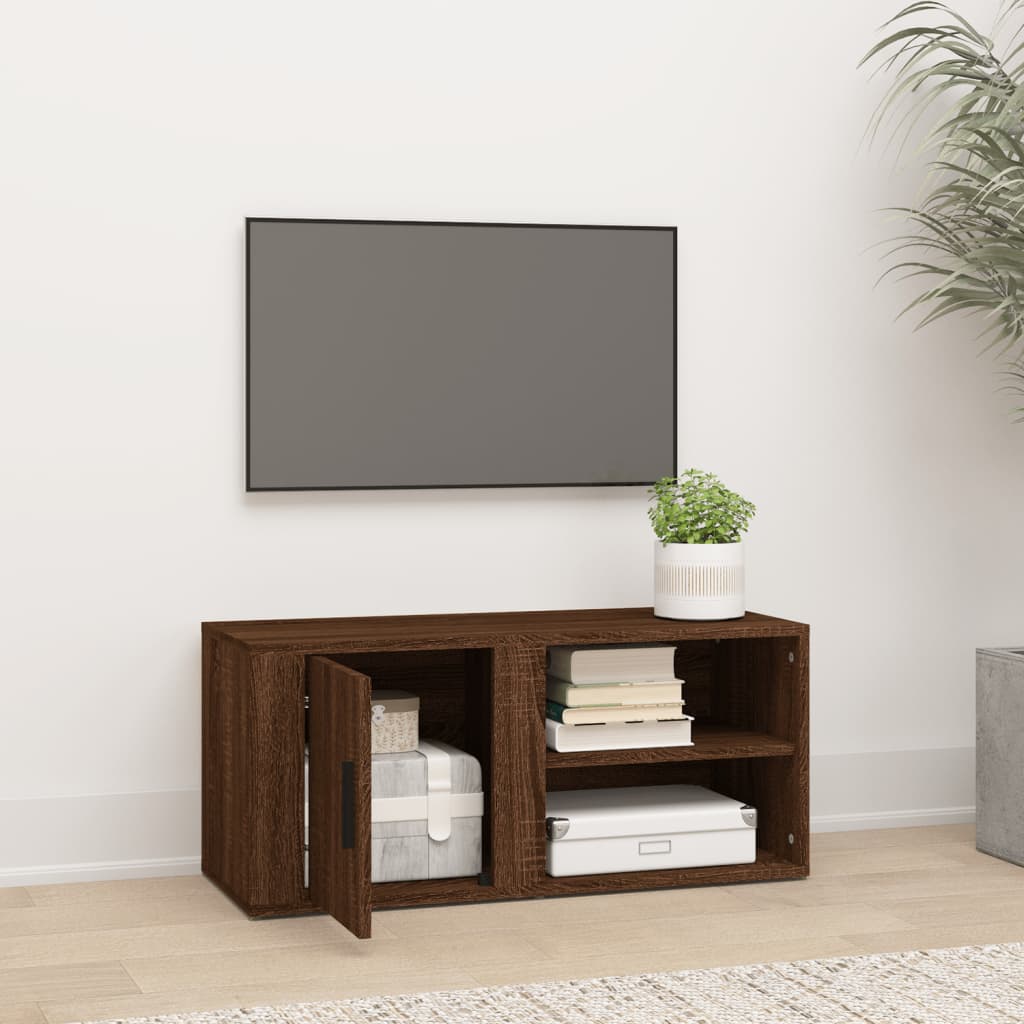 vidaXL Comodă TV, stejar maro, 80x31,5x36 cm, lemn prelucrat