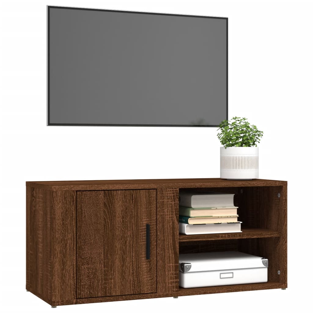 vidaXL Comodă TV, stejar maro, 80x31,5x36 cm, lemn prelucrat