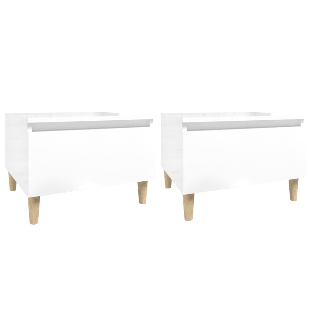 vidaXL Mese laterale 2 buc. alb extralucios 50x46x35 cm lemn compozit