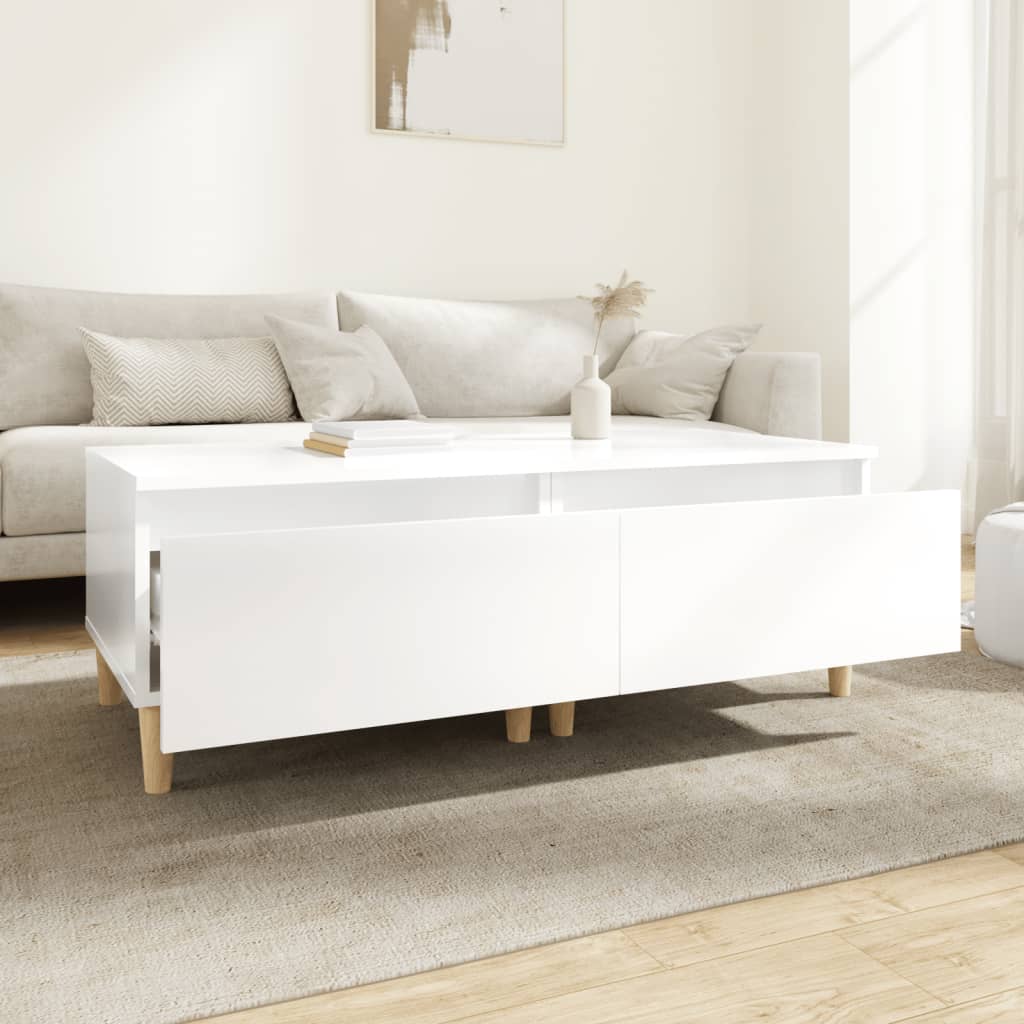 vidaXL Mese laterale 2 buc. alb extralucios 50x46x35 cm lemn compozit
