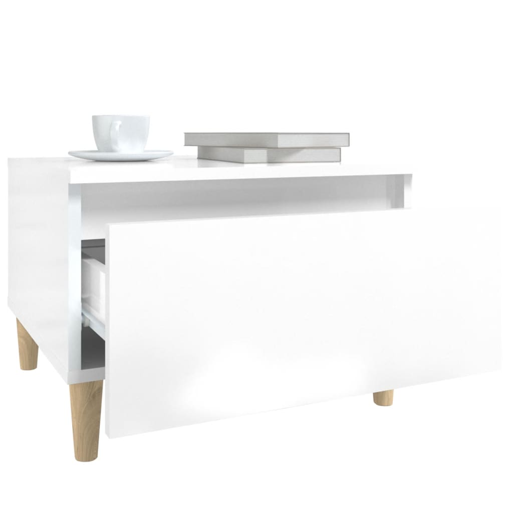 vidaXL Mese laterale 2 buc. alb extralucios 50x46x35 cm lemn compozit