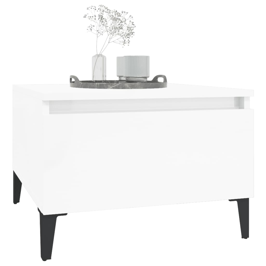 vidaXL Mese laterale 2 buc. alb extralucios 50x46x35 cm lemn compozit