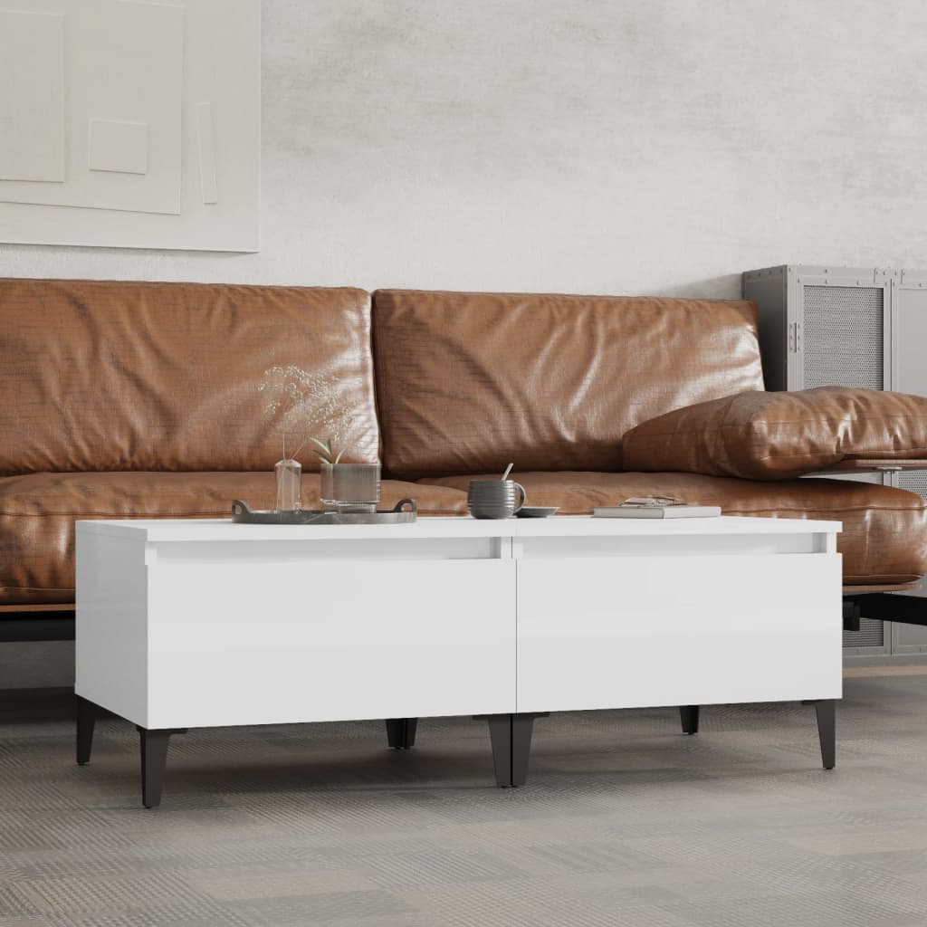 vidaXL Mese laterale 2 buc. alb extralucios 50x46x35 cm lemn compozit