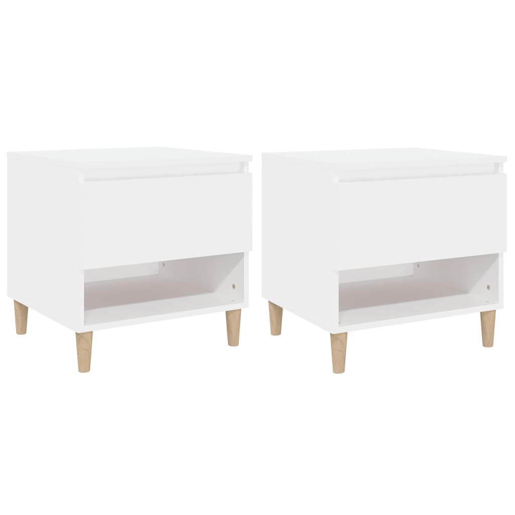 vidaXL Noptiere, 2 buc., alb, 50x46x50 cm, lemn prelucrat vidaXL Noptiere, 2 buc., alb, 50x46x50 cm, lemn prelucrat