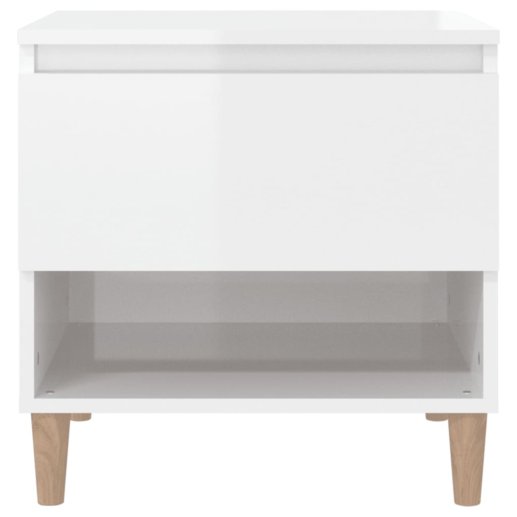 vidaXL Noptiere, 2 buc., alb extralucios, 50x46x50 cm, lemn prelucrat