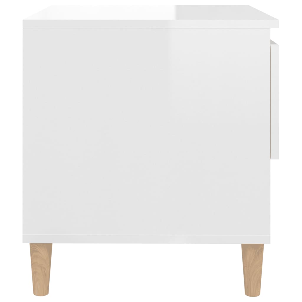 vidaXL Noptiere, 2 buc., alb extralucios, 50x46x50 cm, lemn prelucrat