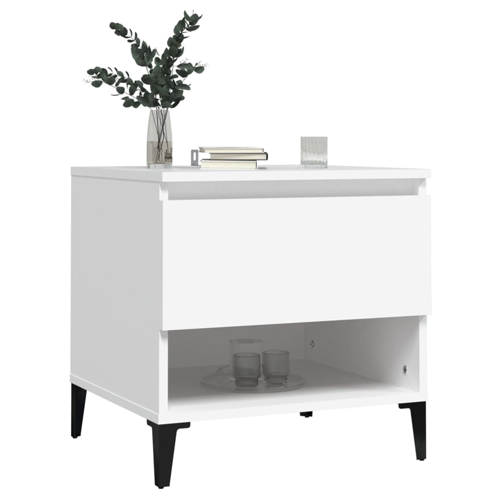 vidaXL Mese laterale, 2 buc., alb, 50x46x50 cm, lemn compozit