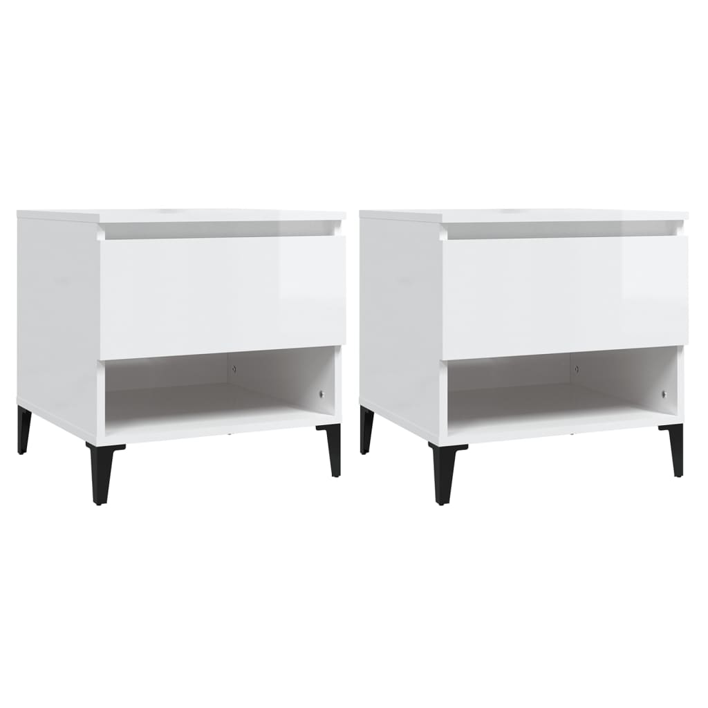 vidaXL Mese laterale 2 buc. alb extralucios 50x46x50 cm lemn compozit
