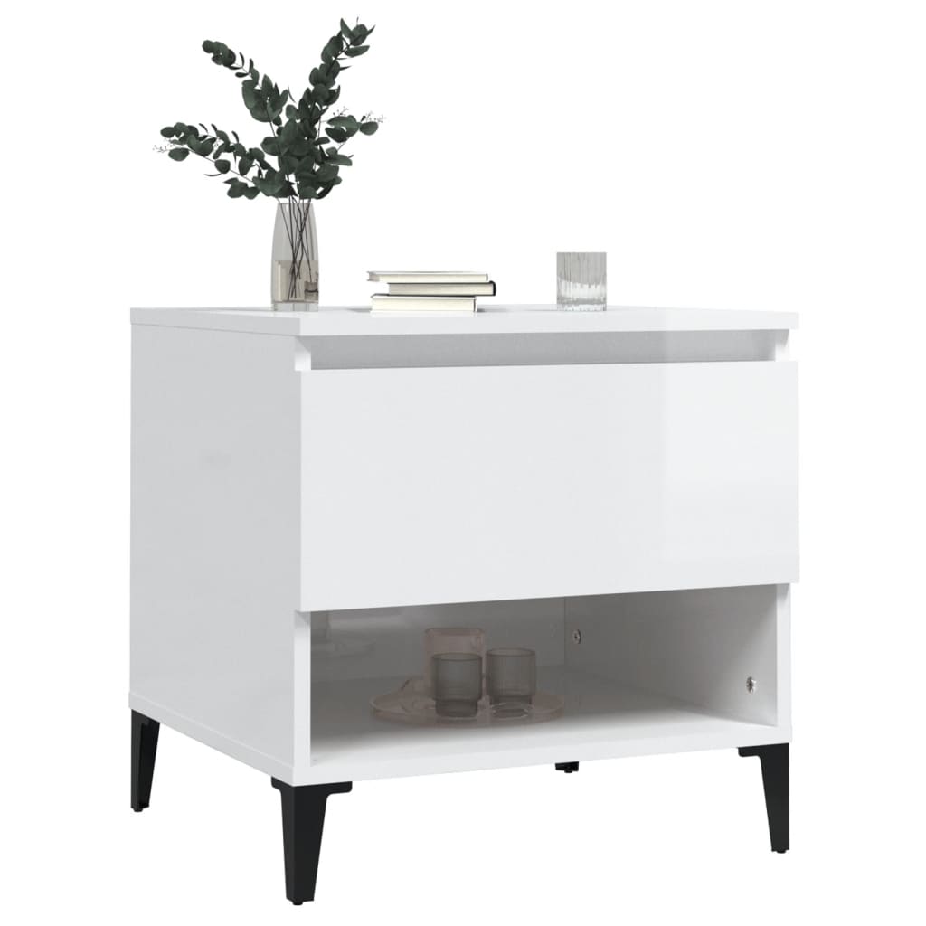 vidaXL Mese laterale 2 buc. alb extralucios 50x46x50 cm lemn compozit