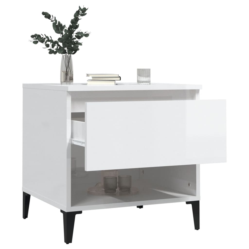 vidaXL Mese laterale 2 buc. alb extralucios 50x46x50 cm lemn compozit