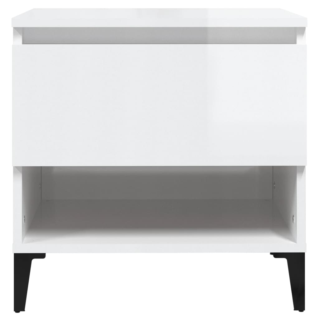 vidaXL Mese laterale 2 buc. alb extralucios 50x46x50 cm lemn compozit