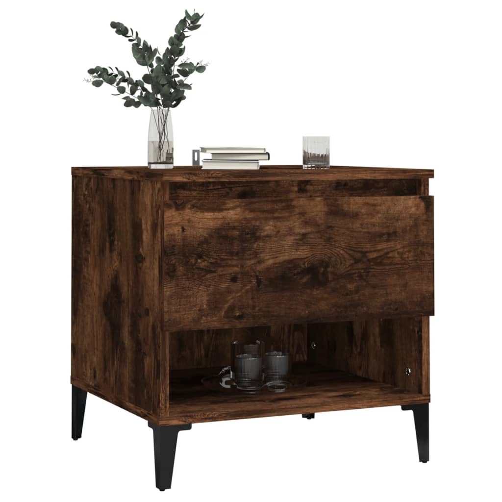 vidaXL Mese laterale 2 buc. stejar fumuriu 50x46x50 cm lemn compozit
