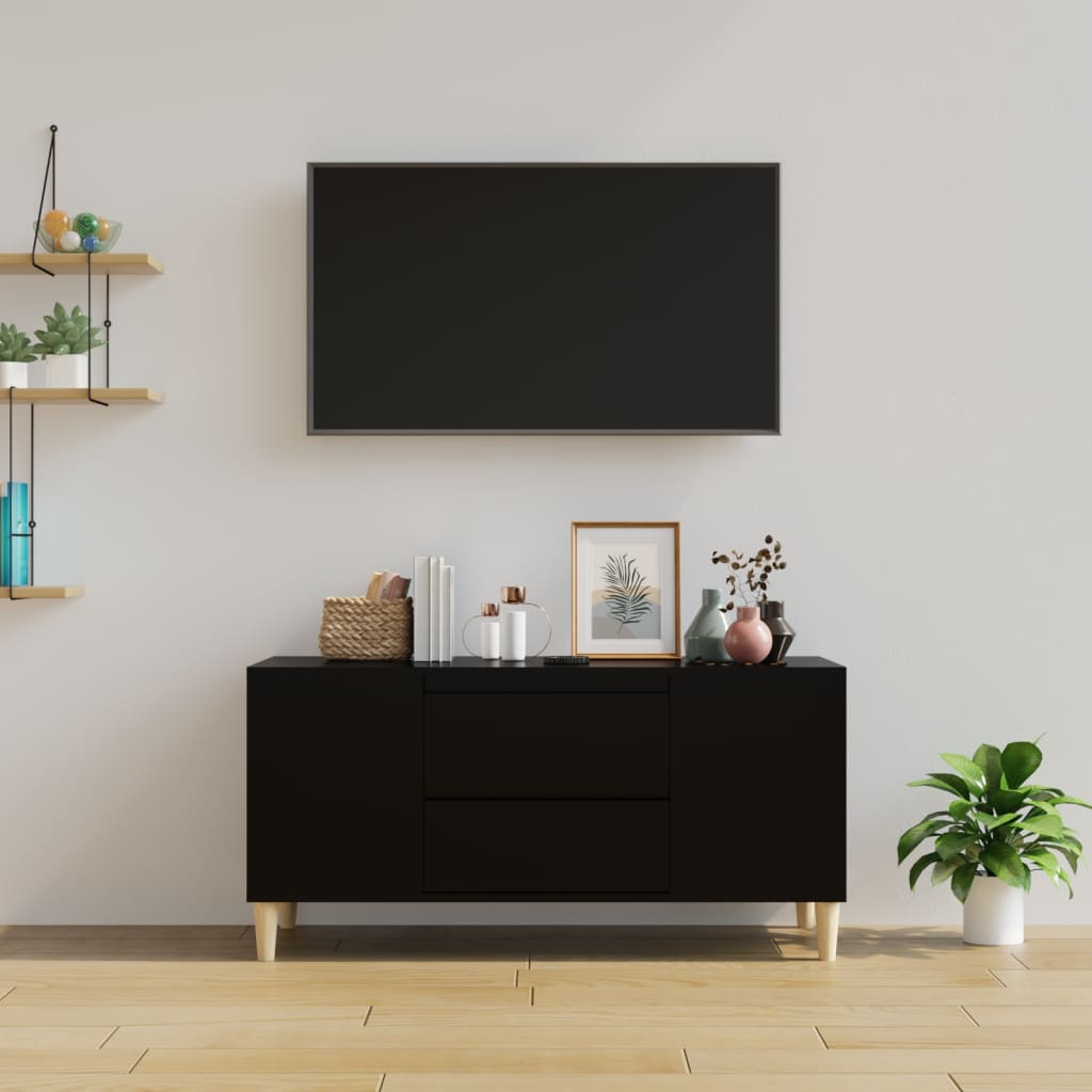 vidaXL Comodă TV, negru, 102x44,5x50 cm, lemn prelucrat