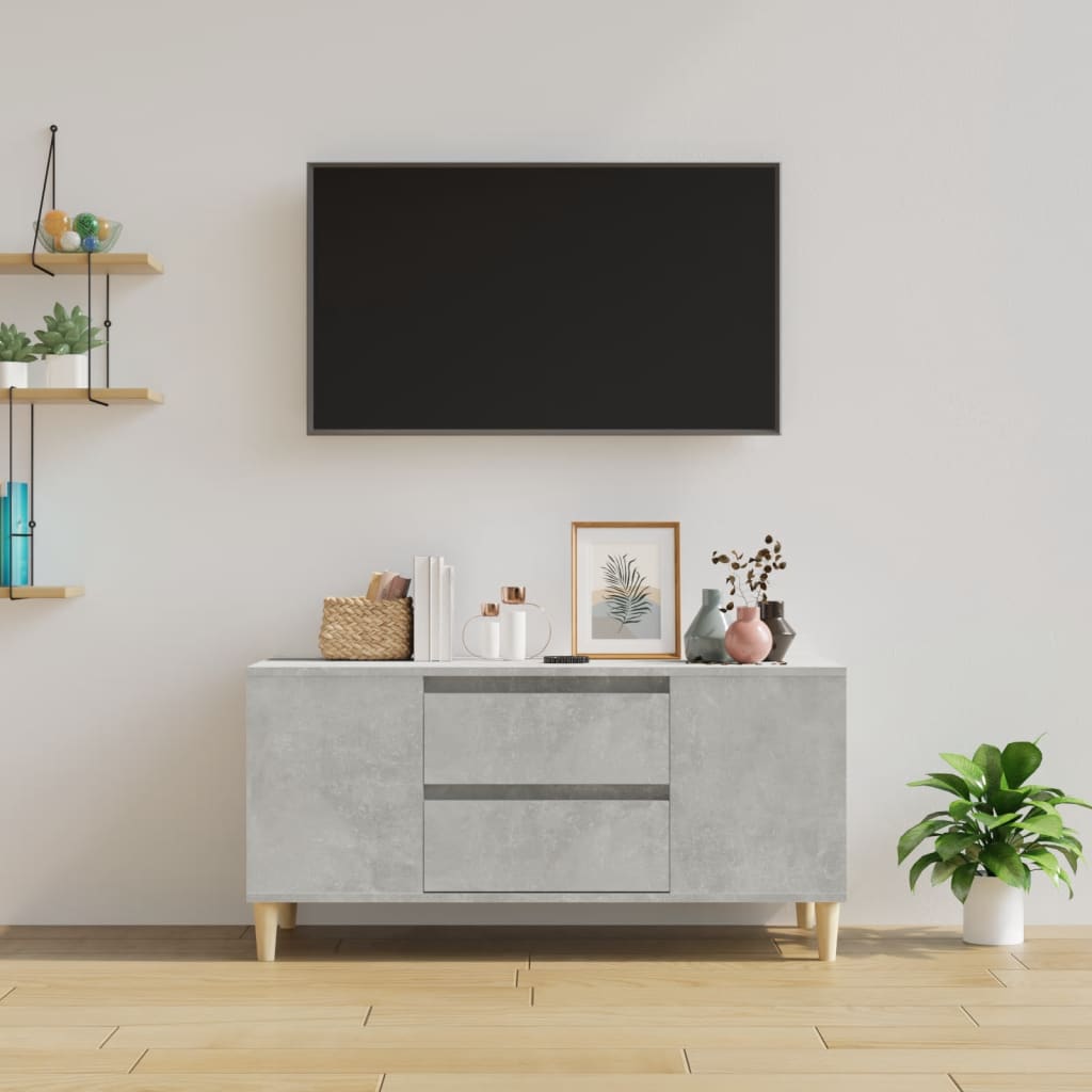 vidaXL Comodă TV, gri beton, 102x44,5x50 cm, lemn prelucrat vidaXL Comodă TV, gri beton, 102x44,5x50 cm, lemn prelucrat
