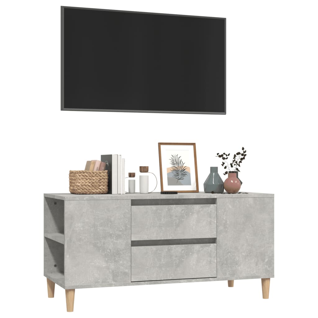 vidaXL Comodă TV, gri beton, 102x44,5x50 cm, lemn prelucrat vidaXL Comodă TV, gri beton, 102x44,5x50 cm, lemn prelucrat