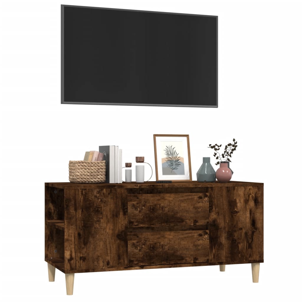 vidaXL Comodă TV, stejar fumuriu, 102x44,5x50 cm, lemn prelucrat vidaXL Comodă TV, stejar fumuriu, 102x44,5x50 cm, lemn prelucrat