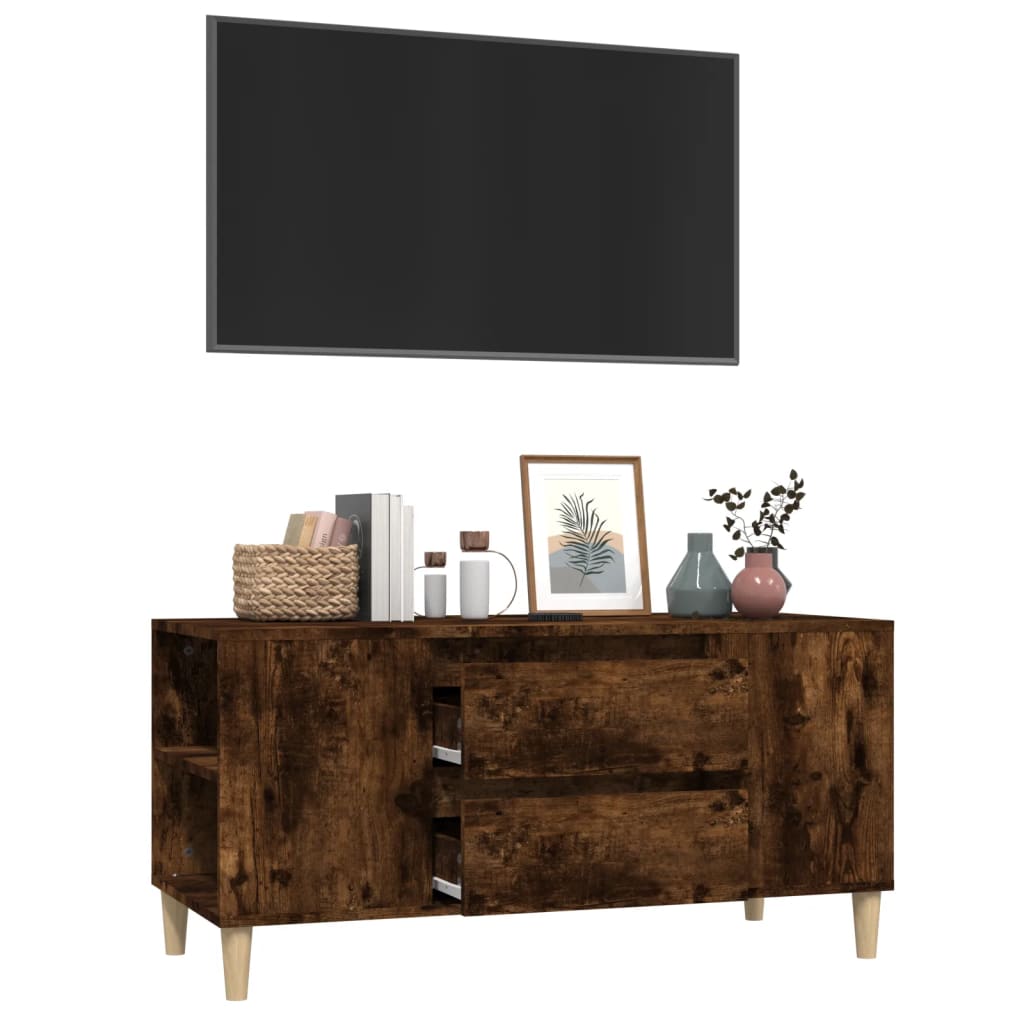 vidaXL Comodă TV, stejar fumuriu, 102x44,5x50 cm, lemn prelucrat vidaXL Comodă TV, stejar fumuriu, 102x44,5x50 cm, lemn prelucrat
