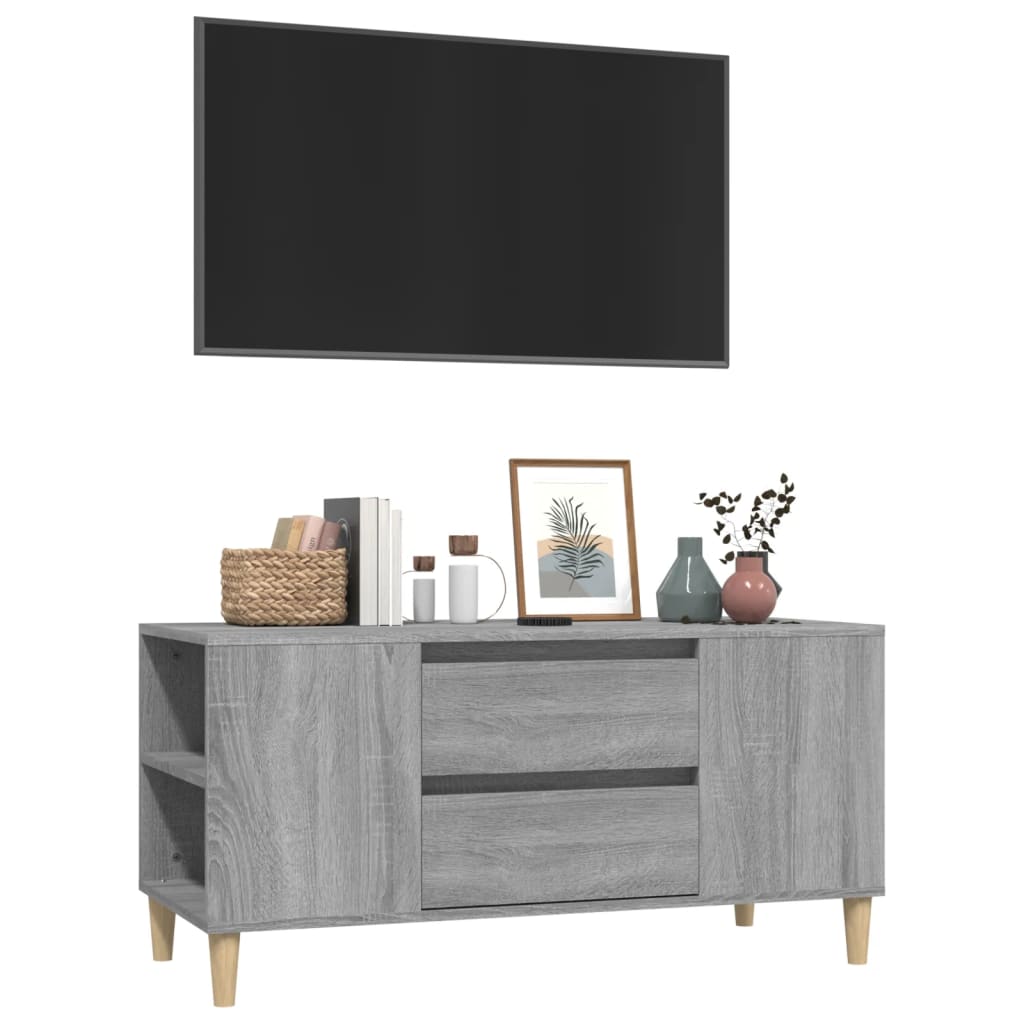 vidaXL Comodă TV, gri sonoma, 102x44,5x50 cm, lemn prelucrat vidaXL Comodă TV, gri sonoma, 102x44,5x50 cm, lemn prelucrat