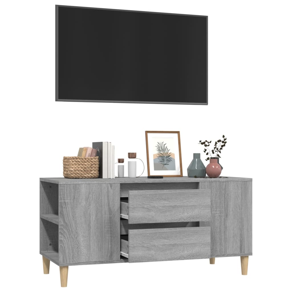 vidaXL Comodă TV, gri sonoma, 102x44,5x50 cm, lemn prelucrat vidaXL Comodă TV, gri sonoma, 102x44,5x50 cm, lemn prelucrat