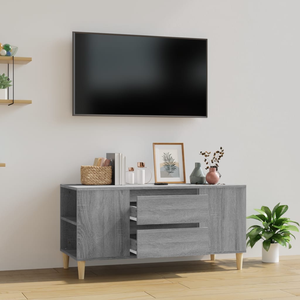 vidaXL Comodă TV, gri sonoma, 102x44,5x50 cm, lemn prelucrat vidaXL Comodă TV, gri sonoma, 102x44,5x50 cm, lemn prelucrat