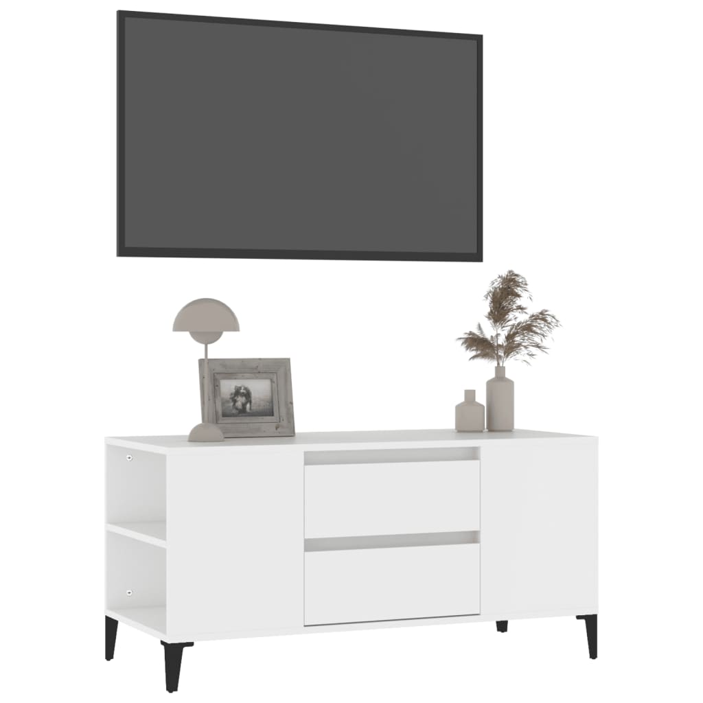 vidaXL Comodă TV, alb, 102x44,5x50 cm, lemn prelucrat