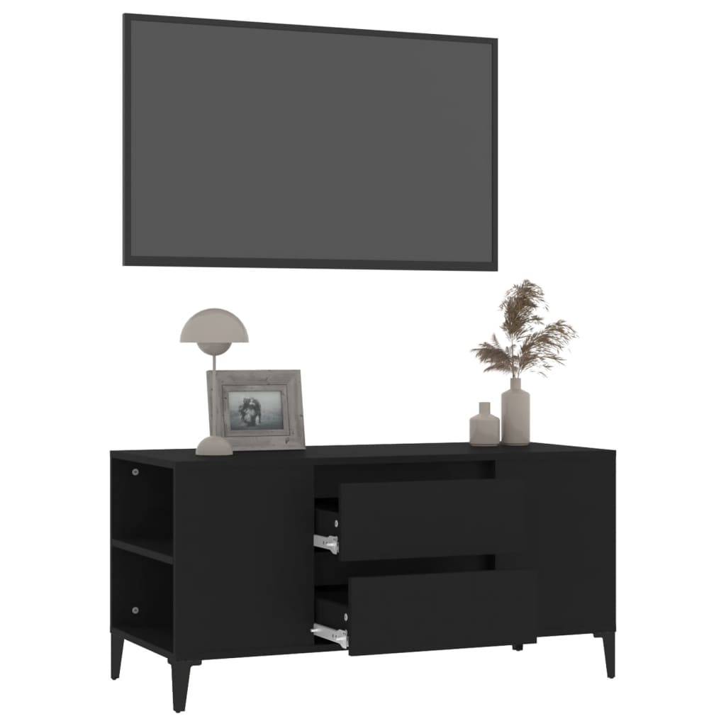 vidaXL Comodă TV, negru, 102x44,5x50 cm, lemn prelucrat
