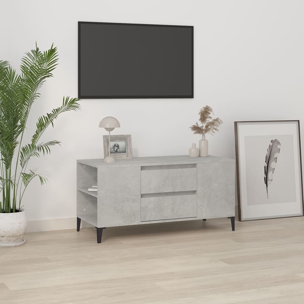 vidaXL Comodă TV, gri beton, 102x44,5x50 cm, lemn prelucrat vidaXL Comodă TV, gri beton, 102x44,5x50 cm, lemn prelucrat