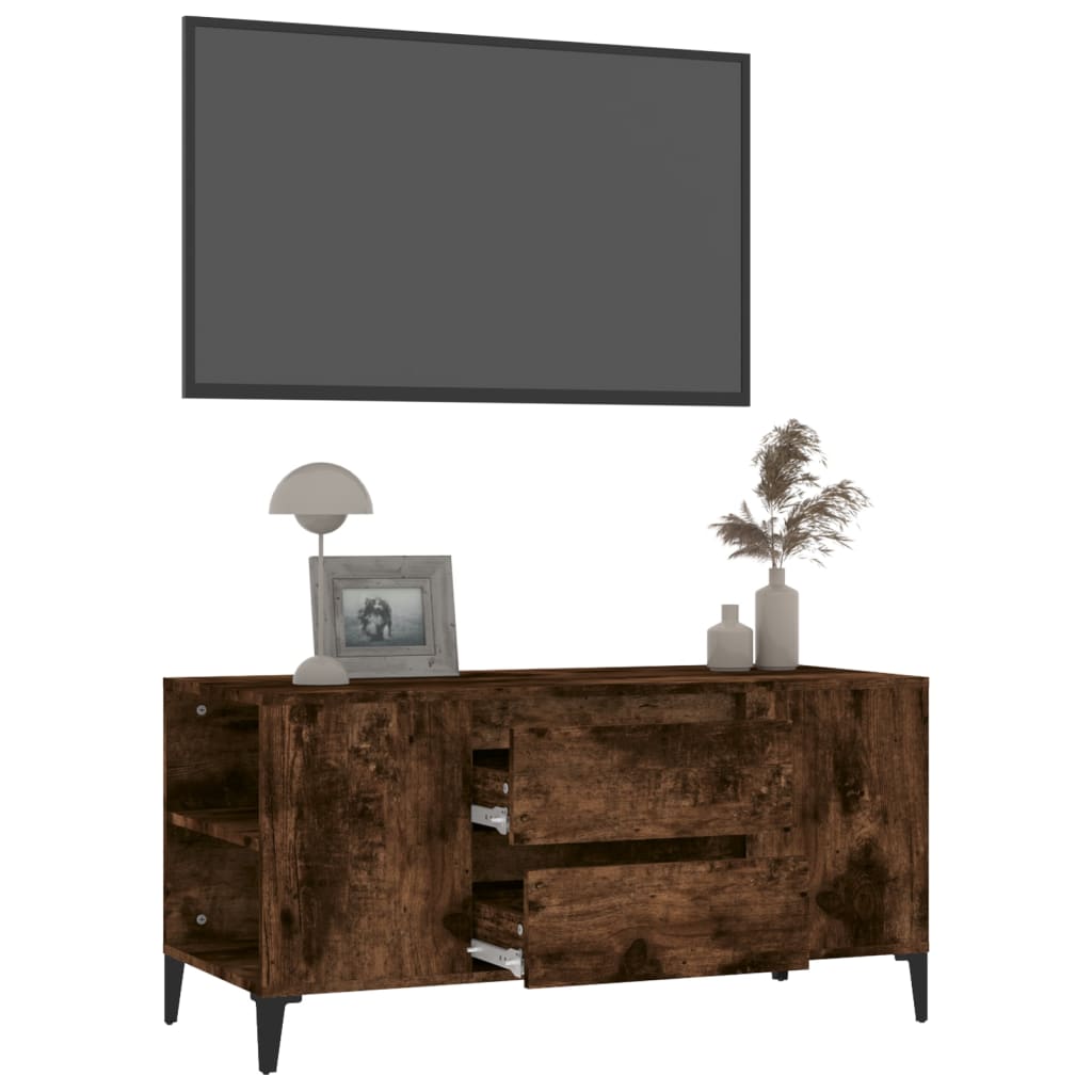 vidaXL Comodă TV, stejar fumuriu, 102x44,5x50 cm, lemn prelucrat vidaXL Comodă TV, stejar fumuriu, 102x44,5x50 cm, lemn prelucrat