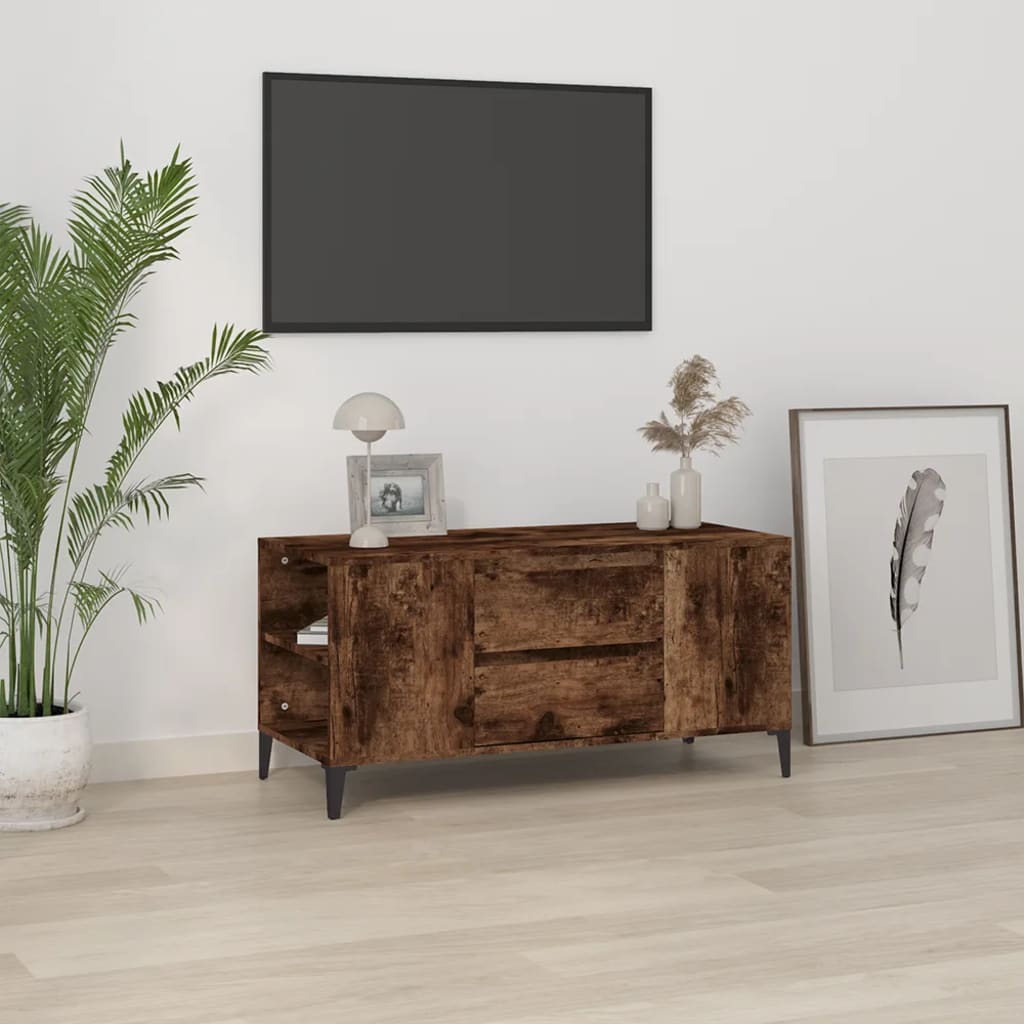 vidaXL Comodă TV, stejar fumuriu, 102x44,5x50 cm, lemn prelucrat vidaXL Comodă TV, stejar fumuriu, 102x44,5x50 cm, lemn prelucrat