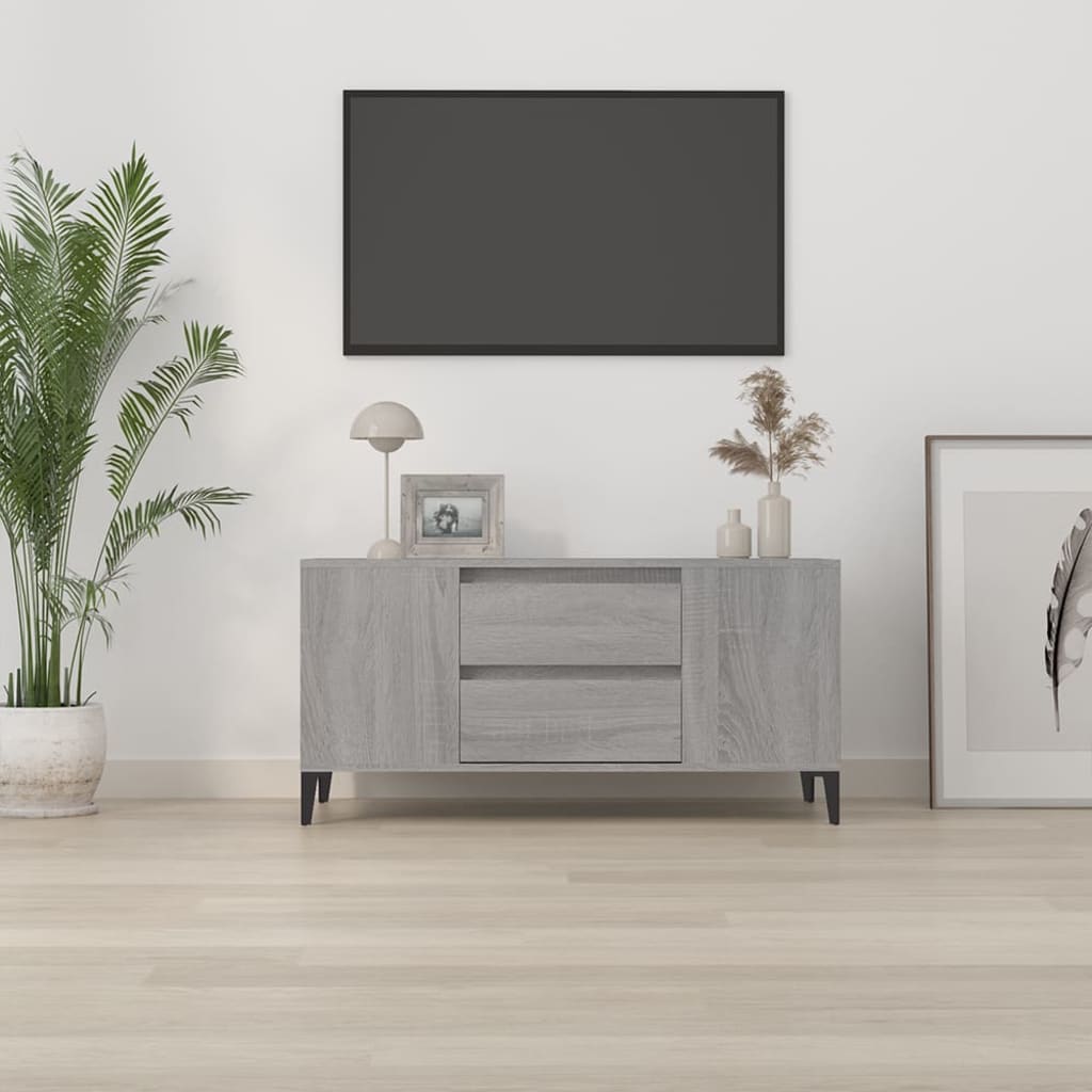 vidaXL Comodă TV, gri sonoma, 102x44,5x50 cm, lemn prelucrat vidaXL Comodă TV, gri sonoma, 102x44,5x50 cm, lemn prelucrat